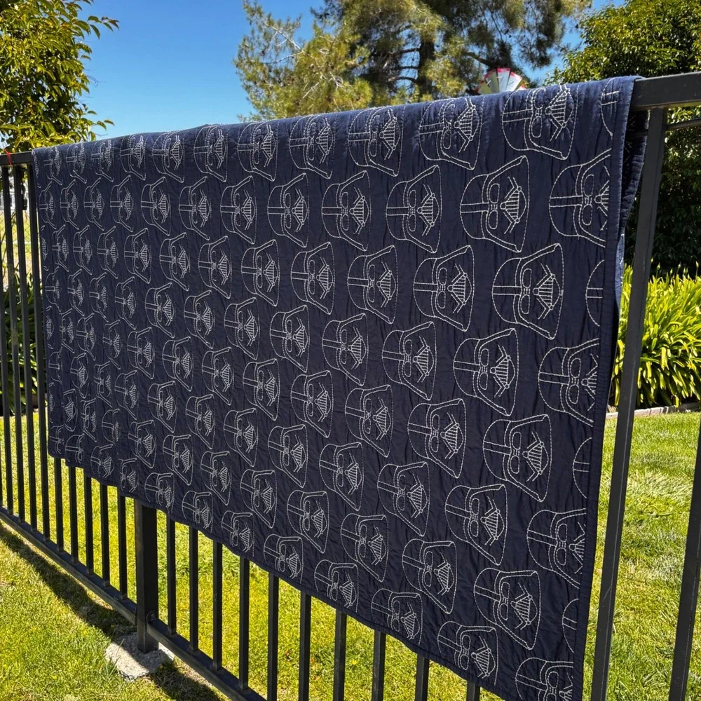 Pottery Barn Kids Star Wars Darth Vader Quilt Double Full Queen Navy Blue